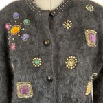 Vintage Shannon Cardigan Angora Lambswool Black Gold Bejeweled Grannycore Soft M Size M Photo 1