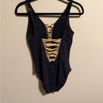 Bleu Rod Beattie Twisted-Front One-Piece Swimsuit Black Gold- Size 8 Photo 5
