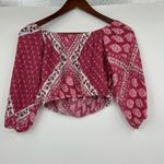 Show Me Your Mumu  Lima scrunch crop top pink / red off the shoulder size small Photo 3