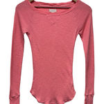 Aerie ‎ Women Fitted Top Long Sleeve Stretch Size XS Pink Y2K Preppy Coquette Photo 0