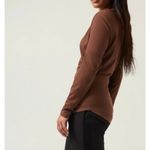 Athleta  Outbound V Neck Top Long Sleeve Chocolate Brown Cotton Plus Size 3X NWT Photo 1