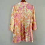 Isaac Mizrahi 🦋 Issac Mizrahi Pink Orange Tie Dye Printed Knit Cardigan Large Duster Photo 3