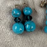 Set Of 3 Pairs Shades of Blue, Beaded & Teardrop Dangle Earrings Mixed Styles Blue Photo 2
