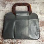 Vintage 1950s 59s 1960s 69s grey leather Brown Lucite handle purse Gray Photo 5