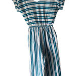 Vintage 70s Buffy’s Choice Striped Cotton‎ Jumpsuit Sz L Tie Back Pockets USA White Size L Photo 0
