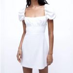 ZARA  Puff Sleeve Open Back White Linen Blend Milkmaid Mini Dress Women’s Size S Photo 0