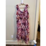 XScape  Women's  Printed Chiffon High-Low Midi Dress Pink Floral‎ Size 6 Photo 3