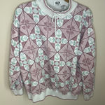 Jason Maxwell Vintage  Women's Large Pink White Quilted Sweater Turtleneck Photo 0