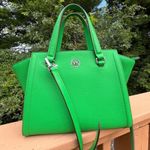 Michael Kors Freya Green Pebbled Leather Satchel Tote Crossbody Bag NWT Photo 0
