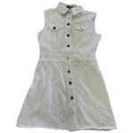 Area Stars Dress Womens Small White Denim Shirt Collared Snap Button Mini Photo 1