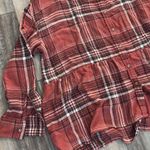 American Eagle  oversized plaid peplum babydoll flannel medium Photo 3