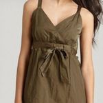 Eileen Fisher  dress Steel Satin Faux Wrap Surplice Olivine NEW sz 10 Photo 4