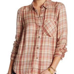 Free People  Joplin Plaid Button Down Shirt Pocket Size Small Photo 0