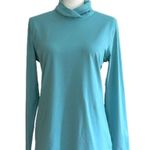 Athleta  Light Blue Split Mock Turtleneck Long Sleeve Soft Active Top Large Photo 0