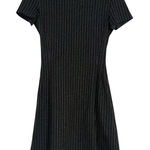 Theory Corset Tee Black Pinstripe Short Sleeve Fit and Flare Mini Dress 00 Photo 0