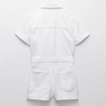ZARA  Utility Romper Zip Up Short WHITE Size M NEW Photo 4