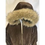 Wilson Brown Leather Jacket Heavy Coat Womens S Faux Fur Hood Boho Gorp Penny Photo 1