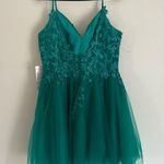 STACEES Hunter Green A Line Tulle Homecoming Dress Size 12 NWT Photo 4