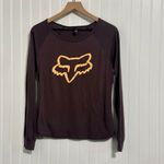 Fox Racing  Womens Long Sleeve Top Medium Dark Brown Orange Logo Graphic Moto Tee Photo 1