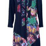 Parsley & Sage Artsy Patchwork Stripe Boho Jersey Dress Women’s Size Medium Black Photo 14