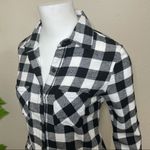 Xhilaration Buffalo Plaid White Black Flannel Top Photo 4