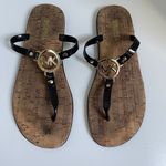 Michael Kors Sandals Womens Size 7 MK Black Jelly PVC Cork Thong Flip Flop Photo 0