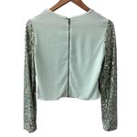 Alice + Olivia Delaina Long Sleeve Sea Green Sequin Crop Top Size Large Photo 8