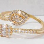 Boutique Water Drop Cubic Zirconia Cuff Ring  Photo 4