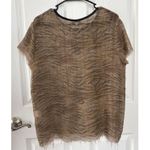IRO Lamb skin animal print crew neck raw hem & sleeves T-shirt tan brown medium Photo 12