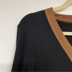 Lauren Ralph Lauren Black Long Sleeve Shift Dress Suede Accents 2X Midi Length Photo 2