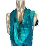 Coldwater Creek Striped Teal Green Blue Long Scarf Women 87.5x18.5 Photo 1