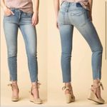 AMO Size 29 Blue Twist Heartbreaker Ankle Slim Straight Fray Hem Jeans Photo 2