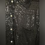 POL  Long sleeve sequin shirt LARGE preloved anthropologie sheer black Photo 7