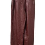 Sally LaPointe Women's Burgundy Faux Leather Straight Pants Size 14 Brown Photo 3