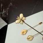 Signed Avon Lapel Stick Pin Gold Tone Lot Of 3 Cameo, Butterfly Etc Photo 8