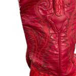 VTG Wild Wild West Red Cayman Fuscus Leather Cowboy Boots Western Snip Toe 7.5 Photo 5