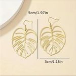 NEW GOLD Creative Hollow Big Leaf Earrings Boho Ear Jewelry Womens Pierced Photo 3