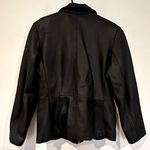 Jones New York  Vintage Genuine Leather‎ Jacket Satin Lining Women's Medium Black Photo 4