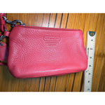 Coach Pink Pebble Leather Wristlet Pouch Cosmetic Bag Tassel Charm Photo 4