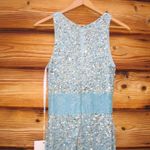 Mac Duggal  4930  Womens Blue Sequin V Neck Sleeveless Column Gown Dress Photo 11