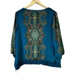 NWT Apt. 9 Blouse Womens XLP Teal Paisley Baroque 3/4 Sleeve Boho Elegant Blue Size undefined Photo 3