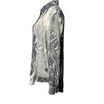 Dress Forum NEW Blouse S Long Sleeve Black Beige Print Dressy Sheer Button Up Photo 5