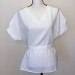 SheIn  VCAY Solid Belted V Neck Batwing Sleeve Blouse Photo 1
