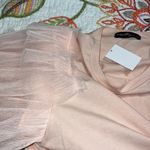 Small womens short sleeve pretty in light pink ruffle t shirt dressy casual Photo 6