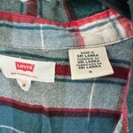Levi's size Medium long sleeve plaid flannel button up shirt blouse top blue red Photo 2