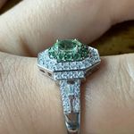 Natural Tsavorite Garnet Moissanite Sterling Silver Ring Size 8 Photo 2