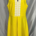 Jessica J Howard Yellow V Neck Dress Crochet Front Stretch Sleeveless A Line 16 Gold Photo 0