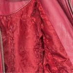 Guess Vintage Y2K  100% Leather Deep Red Burgundy Bomber Jacket Knit Trim Size XS Photo 11