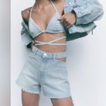 ZARA  Cut-out Denim Shorts Photo 7