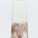 ZARA  NWT ombré tie dye beige brown white midi maxi dress with side slit Photo 12
